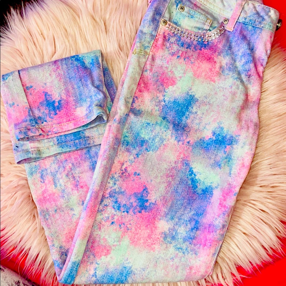 Justice Girls Premium Pastel Tie-Dye Jeans Size 18R